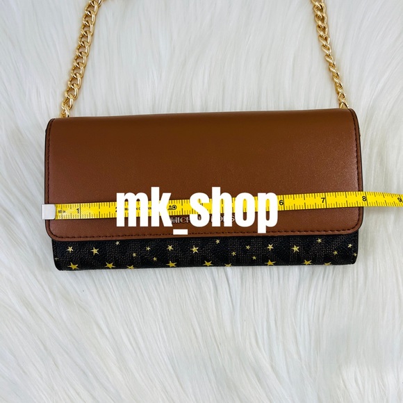 Michael Kors Jet Set Charm Star Print Large Wallet On A Chain Crossbody Bag - Picture 12 of 14
